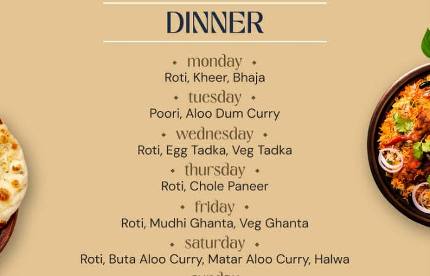 A selection of prepared meals