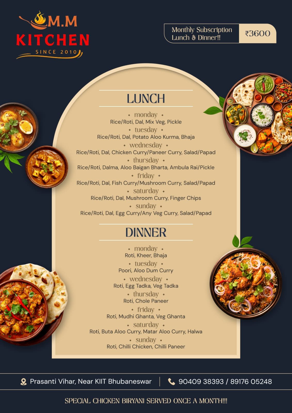 M.M Kitchen current menu